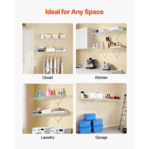 Kit d'étagères murales robustes en fil d'acier de 1,2 m (4 pi) – 2 ensembles d'étagères flottantes suspendues pour garages, installation facile - Product Image 6