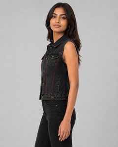 Fashion <b>Denim</b> Vest <b>Sleeveless</b> Jean <b>Jacket</b> with Durable Button Women Closure Classic Design for Layering Travel and Daily Out - Product Image 6