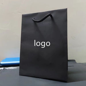 Bolsa de Compras Ecológica Clásica Negra de Papel Kraft, Cierre Magnético Resistente, Logotipo Personalizado, Laminación, Cinta para Envolver Regalos - Product Image 4