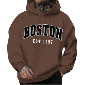 Sweat-shirt unisexe personnalisé style universitaire Boston en molleton épais avec imprimé rétro et épaules tombantes - Product Image 1