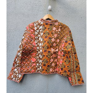 Chaqueta acolchada floral de algodón reversible para mujer, abrigo vintage bohemio estampado, ropa exterior acolchada para otoño, regalo para ella. - Product Image 6