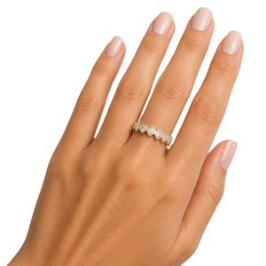 Designer Eternity Band Round Lab Grown Diamond 18K Solid Gold Wedding Band Milgrain Vintage Style Stackable Ring <b>Bridal</b> Jewelry - Product Image 6