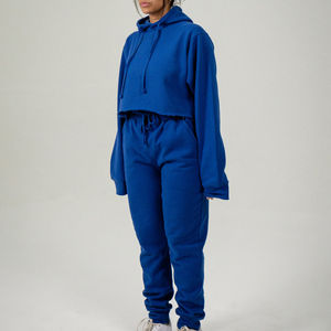 ชุดเซ็ต 2 ชิ้น ผ้าฝ้ายเนื้อนุ่มคุณภาพพรีเมียม สำหรับผู้หญิง แขนยาว ดีไซน์ครอป ชุดวอร์มผู้หญิง - Product Image 6