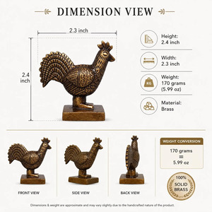 SHUBHAM - Figura de Gallo de Latón Macizo Hecha a Mano, Estatua de Pájaro de Latón Antiguo, Adorno para el Hogar, la Oficina y como Regalo - Product Image 2