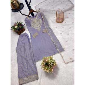 Designer Women's Party Wear <b>Suit</b> Set with Beautiful Lace Border - Product Image 3