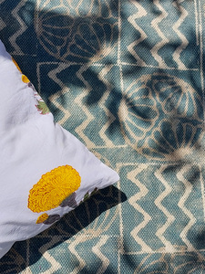 Minimalist Marigold Printed Embroidered Blank Bohemian Style <b>Cushion</b> Cover Modern Floral Sofa Toss Case Pure Indian Cotton Made - Product Image 3