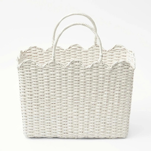 Sac fourre-tout festonné en rotin tressé à la main, panier de courses, sac de plage, panier cadeau, sac de rangement d'été pour la maison, sac à main en fibre – Vente en gros - Product Image 1