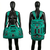 Sac de sport pour femmes, entraînement de lutte, tissu polyester premium, panneaux contrastés rose et noir, logo brodé personnalisé, sac de voyage
