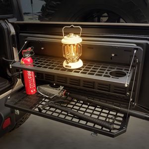 2007 2022 Jeep Wrangler JK & JL portabagagli a 4 porte portellone posteriore a 2 livelli da tavolo da campeggio da esterno pieghevole da scrivania non compatibile JK - Product Image 6