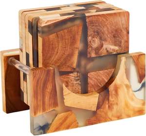 Sous-verre en résine et bois tendance et unique – Idéal pour la décoration moderne de salle à manger, salon, bureau ou maison – Idée cadeau – Catégorie de produit : Tapis et sous-plats - Product Image 3