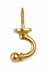 Premium Solid Brass Screw <b>Hook</b> Tie Back 70mm Retro Antique Finish <b>Curtain</b> Hold - Product Image 3