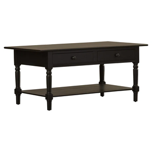 Wholesale Modern Solid Wood Coffee <b>Table</b> with Turned Legs & Beveled <b>Edges</b> 2 Storage Drawers Customizable Color - Product Image 2