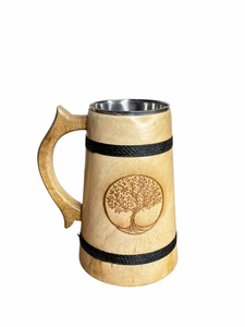 Mug à bière en bois de luxe FAIZA CRAFT certifié CE, fait main par des artisans, résistant au micro-ondes, pour les amateurs de bière - Product Image 3