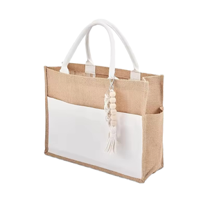 Eco Friendly Natural Jute Storage Bags Stitched <b>Adjustable</b> Cotton Strap Durable Crossbody Shoulder Bag 10-20L Capacity Office - Product Image 4