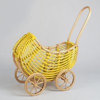 Poussettes pour poupées, poussettes en rotin, chariots écologiques à tirer, poussettes à pousser