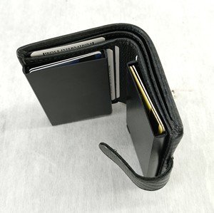 Carbon Fiber Leather Automatic Metal Popup Credit Card Holder Money <b>Wallet</b> <b>RFID</b> Button Hasp Loop Closed Men's Wholesale Prices - Product Image 5