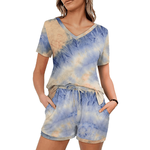 Conjunto de Dos Piezas Casual para Mujer, Camiseta y Pantalones Cortos de Algodón Sólido, Verano, Impermeable y Transpirable - Product Image 5