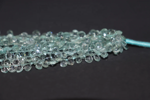 Cuentas facetadas en forma de pera de Aguamarina azul 5*7mm 8 pulgadas hebra de piedras preciosas de Aguamarina para la fabricación de joyas - Product Image 2