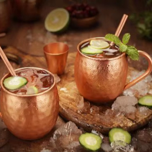 Designer <b>Copper</b> Cocktail Mug Set Hammered Mule Drinkware for Bar Serving Party Drinks and Dining <b>Table</b> - Product Image 1