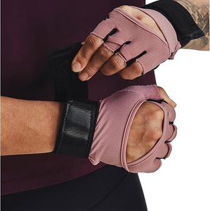 Half Finger Gym Fitness <b>Gloves</b> Pink Mesh Adjustable Wrist Strap Unisex for <b>Training</b> Workout - Product Image 3