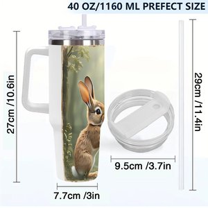 Stainless Steel Tumbler 40oz <b>Double</b> <b>Wall</b> Insulated Travel <b>Mug</b> With Handle For Outdoor Use - Product Image 4