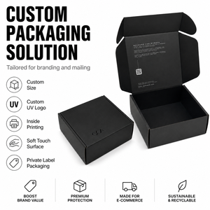 Scatole di Spedizione Postali in Cartone Ondulato Personalizzate con Logo UV Nero e Superficie Soft Touch per Imballaggio - Product Image 1