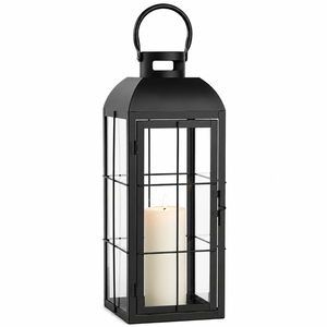 Farol de Metal Plateado de Alta Calidad con Paneles de Vidrio Transparente, Farol Moderno de Acero Inoxidable para Decoración de Interiores, Exteriores y Jardines - Product Image 2