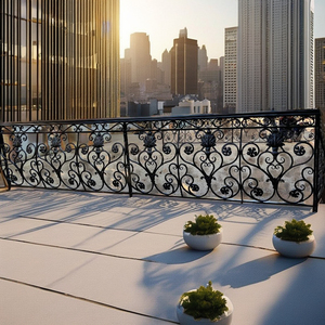 Balustrade de balcon en fer forgé de luxe, moderne, résistante à la rouille, durable, élégante, style villas - Product Image 1