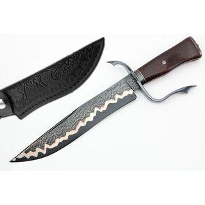 Couteau Bowie à lame en cuivre damas de PAK ENTERPRISES avec manche en bois, étui en cuir, personnalisable, OEM, DIY, couteaux de survie en plein air - Product Image 1