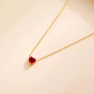 Collar con forma de corazón para mujer, regalo de cumpleaños, chapado en oro de 18 quilates, acero inoxidable 304 con incrustaciones de vidrio - Product Image 2