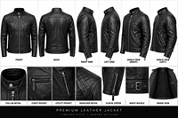 Blouson Moto Homme 2026 en Cuir de Vachette Véritable Noir Respirant Coupe Slim Col Montant Fermeture Éclair Style Motard Hiver