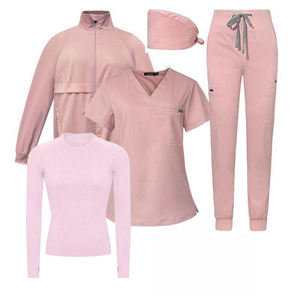 Conjuntos de Uniformes de Enfermera con Chaqueta de Calentamiento con Cierre Completo y Logotipo Personalizado, Pantalones Jogger Elásticos, Chaqueta Médica de Enfermería, Conjunto de 3 Piezas - Product Image 2