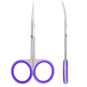 Ciseaux à cuticules en acier inoxydable, lame droite, pointe acérée, trou rond, manche violet, outils de beauté pour adultes, manucure durable - Product Image 2
