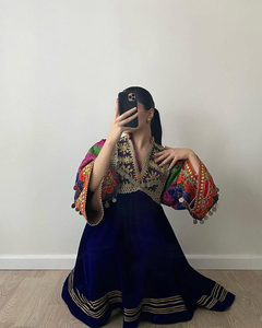 Créez votre propre ensemble de robes mi-longues en dentelle Kuchi Afghani vintage brodée, avec pantalon Patiala, style traditionnel, 2 pièces pour femmes - Product Image 4