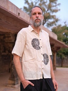 Handmade Men’s Dusty <b>Rose</b> Cotton Short Sleeve Shirt Hand-Block Printed Breathable Summer Casual Button-Down <b>Top</b> - Product Image 3