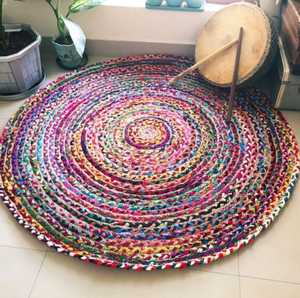 พรมปูพื้นน้ำหนักเบาและพับเก็บได้ ทำจากปอกระเจาและผ้าฝ้าย บุนวมและซักทำความสะอาดได้ เหมาะสำหรับห้องนอนและห้องนั่งเล่น - Product Image 1