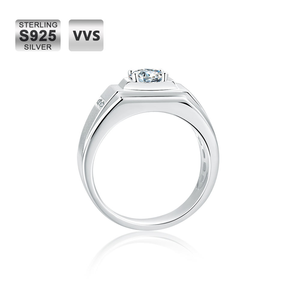 Iced Out Hip Hop Gold Plated Sterling <b>Silver</b> 1ct Lab Grown Diamond Engagement Ring VVS1 for <b>Men</b> - Product Image 3