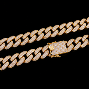 Meilleures ventes : Chaîne cubaine entièrement pavée de micro-moissanites, plaquée or, style hip-hop, faite à la main, prix de gros - Product Image 4