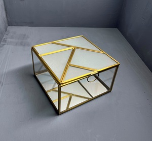 ARTISAN DESIGN Luxury Brass Glass Jewelry <b>Box</b> Geometric Glass Storage <b>Box</b> Decorative <b>Trinket</b> <b>Box</b> Vanity Organizer Wedding - Product Image 4