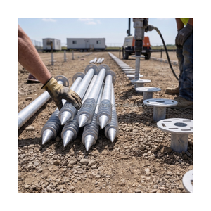 Vis de fondation hélicoïdale en acier au carbone galvanisé à chaud pour systèmes de montage solaire - Product Image 1