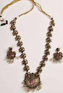 Joyería india de plata oxidada de dos tonos hecha a mano, conjunto de joyería nupcial india, conjunto de collar, regalo de joyería india para ella - Product Image 5