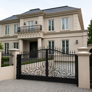 Transform your entry with durable custom wrought iron <b>gates</b> designed for ultimate home security and classic architectural style! - Product Image 1