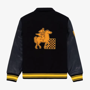 Veste universitaire personnalisée pour homme de haute qualité, en cuir véritable avec logo brodé personnalisé, saison hivernale - Product Image 3