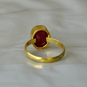 Anillo de Piedra Preciosa Chapado en Oro con Rubí, Anillo de Piedra Roja Hecho a Mano, Joyería Elegante, Anillo de Piedra de Nacimiento de Julio - Product Image 2