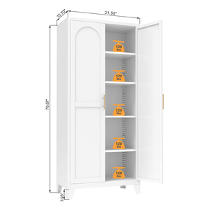 Mobili da soggiorno con 2 eleganti ante in metallo, ripiani regolabili, bianchi, 71FT FT - Product Image 5