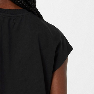 T-shirt pour femme à manches courtes et col rond en coton biologique 100%, coupe classique, couleur unie, respirant, été - Product Image 4