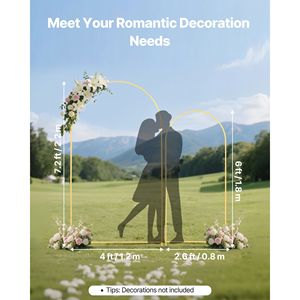 Set 2 Gold Metal Arch <b>Backdrop</b> <b>Stand</b> 7.2 ft & 6 ft Stable Structure & Easy Assembly for Weddings & Events - Product Image 2
