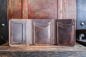 Retro Genuine Cowhide Leather Trifold <b>Wallet</b> <b>Men</b> Custom Logo RFID Blocking Credit <b>Card</b> Holder Purse Supplier NTW-0071 - Product Image 6
