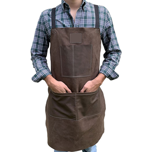 Delantal de cuero marrón con bolsillos, estilo clásico y duradero para trabajo y cocina, delantales de cuero - Product Image 3