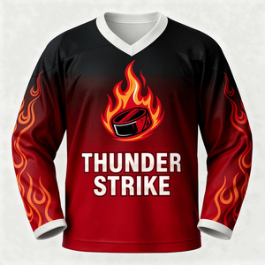 Camiseta de Hockey sobre Hielo para Hombre, Manga Larga, Cuello en V, Sublimada, Absorbente de Humedad, Poliéster, Corte Regular, Ropa Deportiva del Equipo Eagle Force - Product Image 2